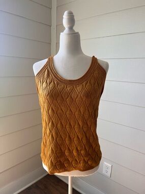 WHBM Sleeveless Diamond-Knit Tank Top - Mustard